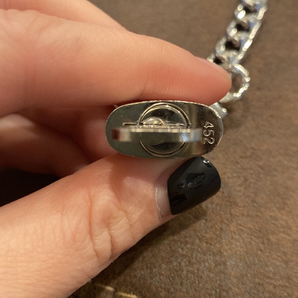 Louis Vuitton Lock and Key Unbraided Silver 16” Chain Necklace (452) - Picture 4 of 5